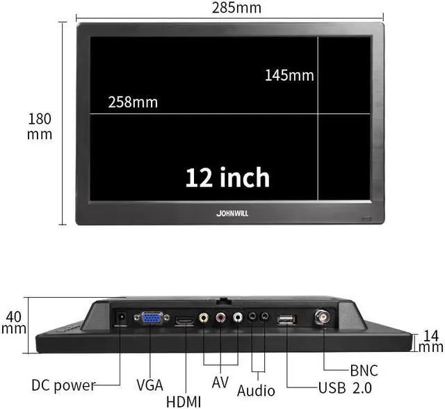 Alt view image 2 of 5 - 12 inch 1366*768 LCD HD portable Monitor Computer PC Display 13.3 inch monitor ips Security Monitor With Speaker VGA USB