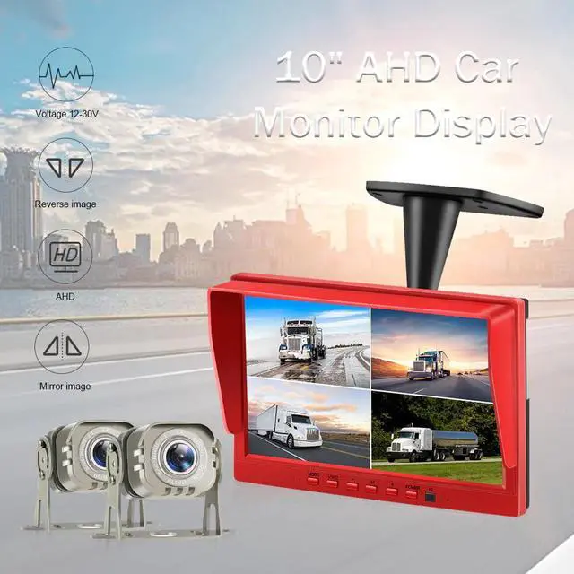 Alt view image 2 of 5 - 10inch 4ch Car Monitor for Auto 4 Split Car Screen Roof Mount Monitor Recorder AHD LCD Display for Truck Bus RV Rear View Camera