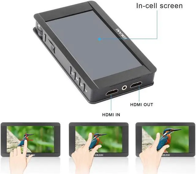 Alt view image 2 of 5 - SK-5 5'' 4K  Camera Monitor 1920 x 1080 Touch Scre-Camera LCD Field for Canon Sony Nikon Panasonic Video Studio