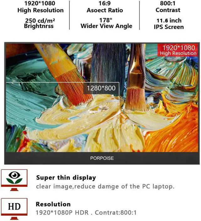 Alt view image 3 of 5 - 11.6 Inch Portable USB-C 1080P IPS LED Monitor for PS3 PS4 360 Nintend Switch Raspberry Pi Huawei