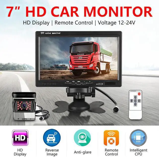 Alt view image 2 of 5 - Aviation head Backup Camera 18 infrared lights Night Vision with 7" Vehicle Rear View Monitor Excavator Harvester