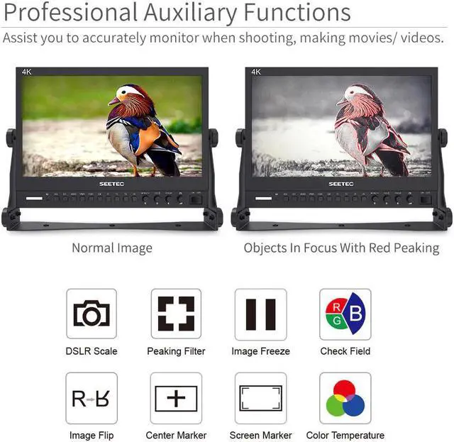 Alt view image 5 of 5 - P133-9HSD 13.3"IPS 3G SDI 4K HDMI Broadcast Monitor Full HD 1920x1080 Field Video Desktop LCD Monitor with AV DVI