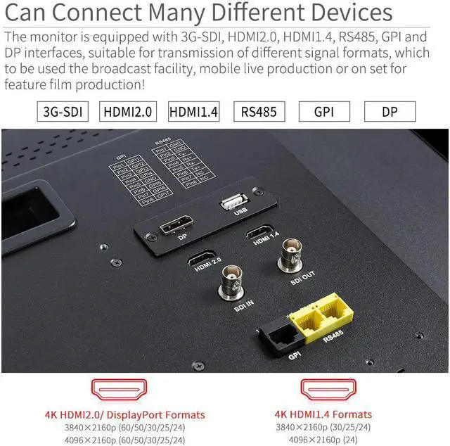 Alt view image 5 of 5 - LUT215 21.5 inch 3D LUT Broadcast Studio Monitor 3G-SDI 4K Full HD 1920 x1080 for Outdoor filming Post Production