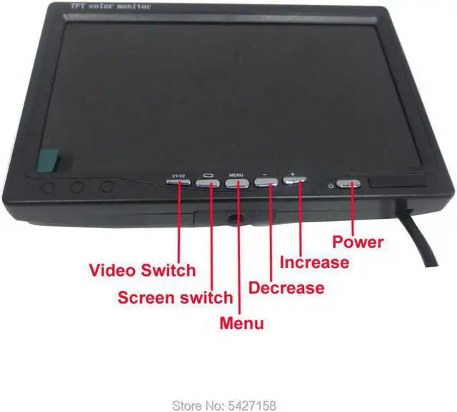 Alt view image 4 of 5 - 12V 24V TFT Color Car Monitor 7 inch Headrest Universal Rear View Camera Monitor LCD Screen 800*480 Two Way Video Input