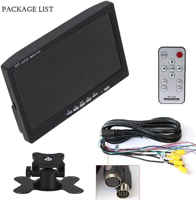 Alt view image 5 of 5 - DC12V-24V 7" LCD 4CH Video input Car Video Monitor For Front Rear Side View Camera Quad Split Screen 6 Mode Display