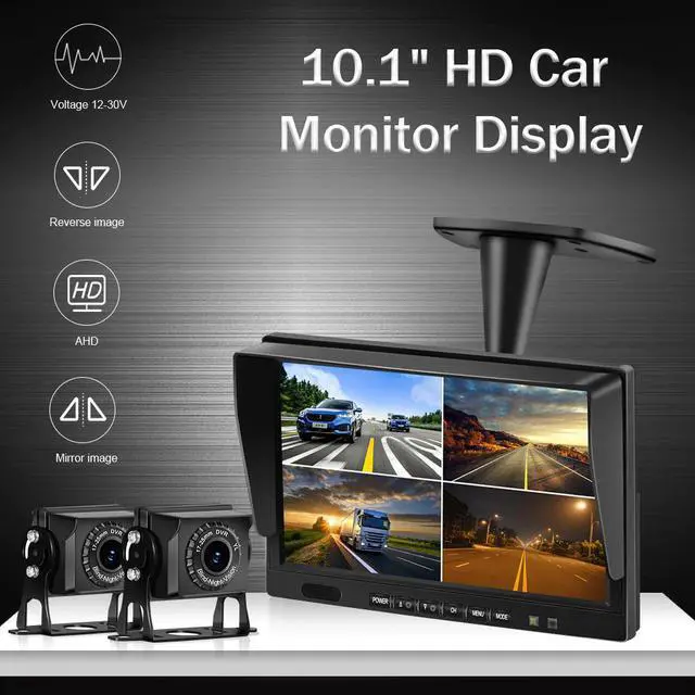 Alt view image 2 of 5 - 10.1 Inch AHD 4ch Recorder DVR Car Monitor Vehicle Truck Night Vision Rear View Camera Security Surveillance Split Screen Quad