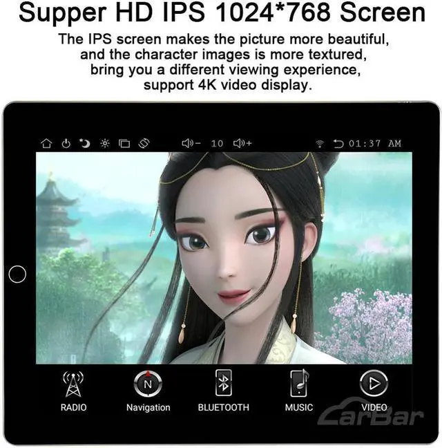 Alt view image 5 of 5 - 9.7" Tesla Style Automatic Rotation IPS Screen 2 Din Universal Android Car DVD GPS Player Radio Car Stereo Voice Control