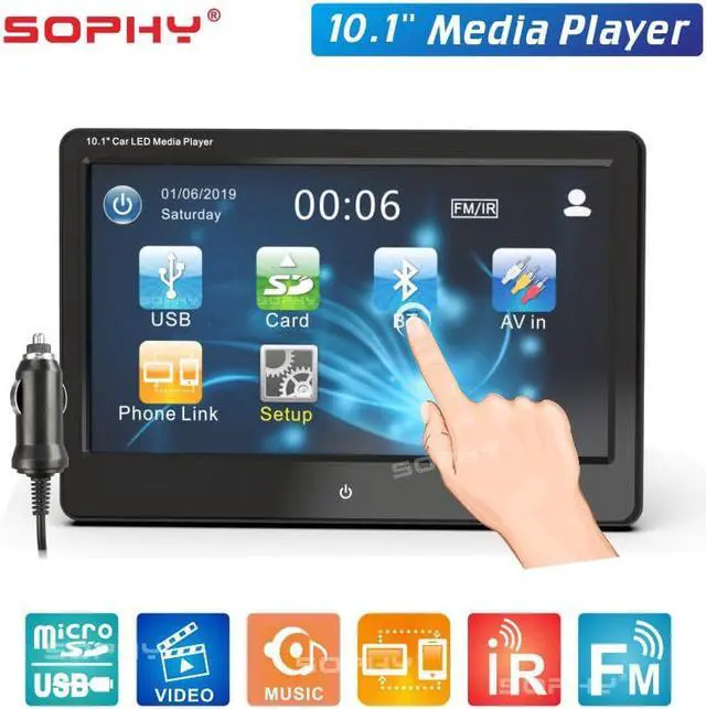 Alt view image 3 of 5 - 10.1 Inch Touch Screen Auto Car Headrest Monitor Seat Back MP5 Video Player USB/TF/IR/FM/Bluetooth/Speakers SH1028-MP5