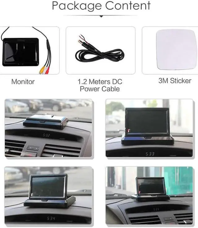 Alt view image 3 of 5 - 5 Inch TFT LCD 800*480 Foldable Car Monitor Reverse Parking Monitor And 12 LED Night Vision Rear view Camera
