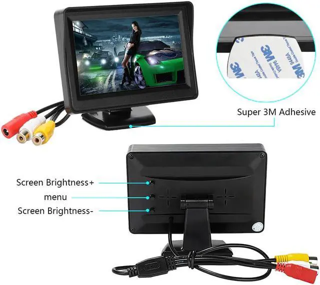 Alt view image 3 of 5 - Rear View Camera Reversing Parking System Kit 4.3 inch TFT LCD Rearview Monitor Waterproof Night Vision Backup Camer