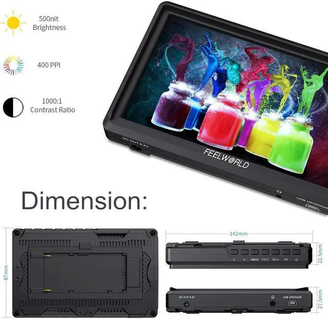 Alt view image 2 of 5 - FW568 5.5 Inch IPS 4K On Camera Field Monitor for DSLR  Small Full HD 1920x1080 Video Focus Assist with Tilt Arm