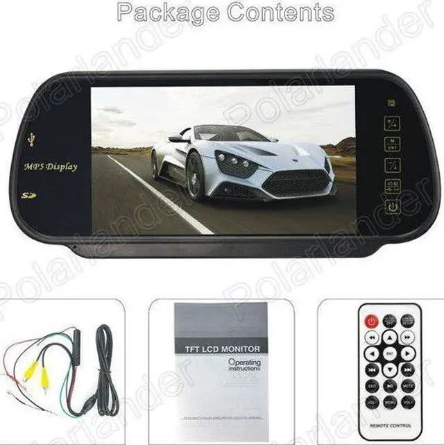 Alt view image 4 of 5 - 7 Inch Color TFT LCD auto Rear view Mirror Monitor reversing priority USB SD Port MP5 FM transmitter 480x234 for rear camera