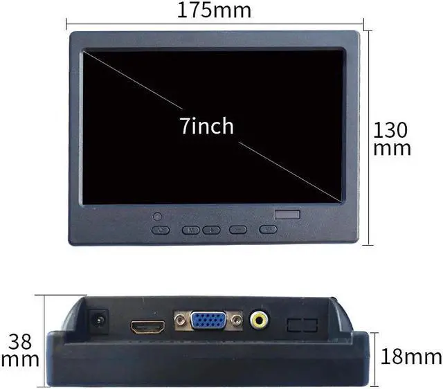 Alt view image 4 of 5 - 7 inch touch monitor VGA pc mini small lcd CCTV hd portable monitor display TFT 1024*600 for Car Reverse Rearview ps4