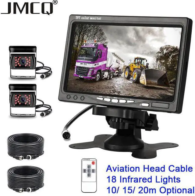Main image of Aviation head Backup Camera 18 infrared lights Night Vision with 7" Vehicle Rear View Monitor Excavator Harvester