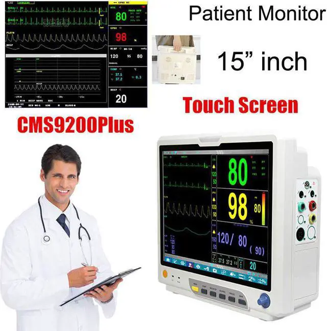 Main image of 15 inch Touch Screen ICU Patient Monitor ECG RESP SpO2 PR NIBP TEMP 6 Parameter Vital Signs Patient Monitor
