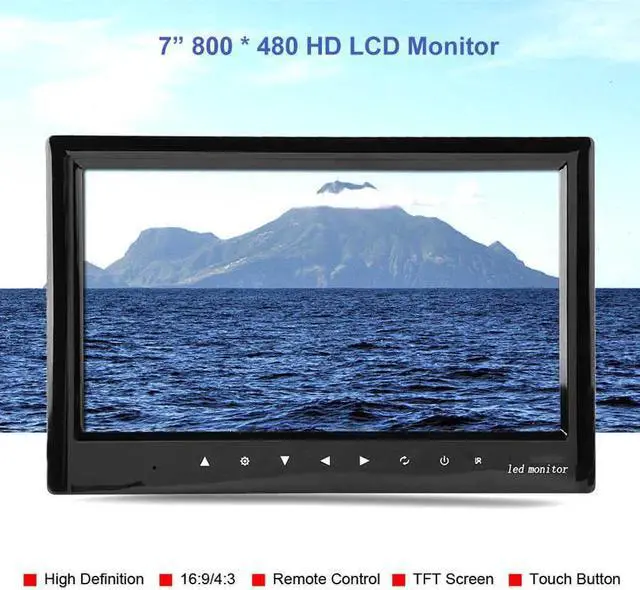 Alt view image 5 of 5 - 7" Digital Vehicle LCD Monitor Touch Button Rear View Display for Car Bus Harvester