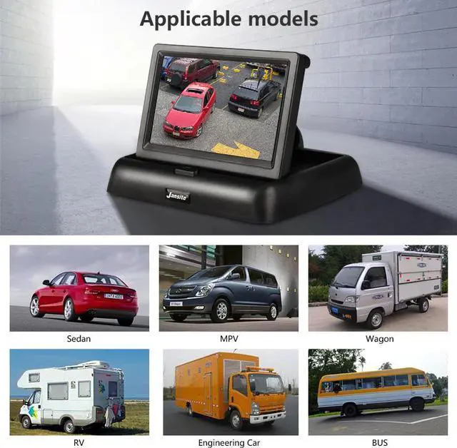 Alt view image 3 of 5 - 4.3 inch HD car monitor Wireless parking assist system Reverse image Folding design Sedan RV 12V REAR VIEW
