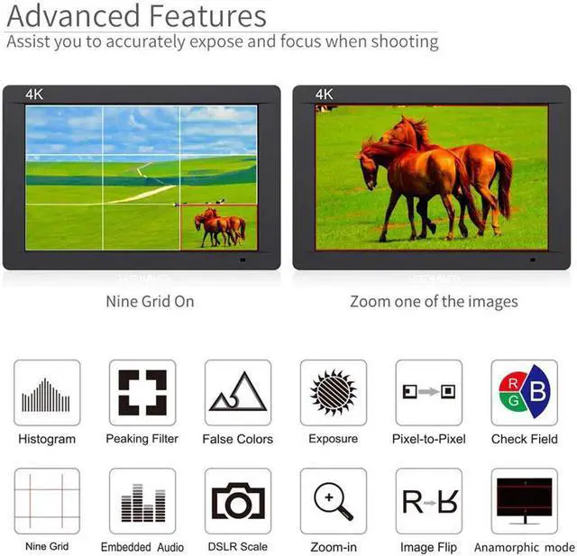 Alt view image 5 of 5 - 7 Inch Ips 3G Sdi 4K Dslr Monitor Full Hd 1920x1200 On Camera Field Monitor With Histogram For Stabilizer