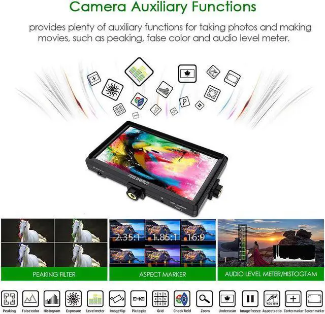 Alt view image 4 of 5 - FW568 5.5 Inch IPS 4K On Camera Field Monitor for DSLR  Small Full HD 1920x1080 Video Focus Assist with Tilt Arm