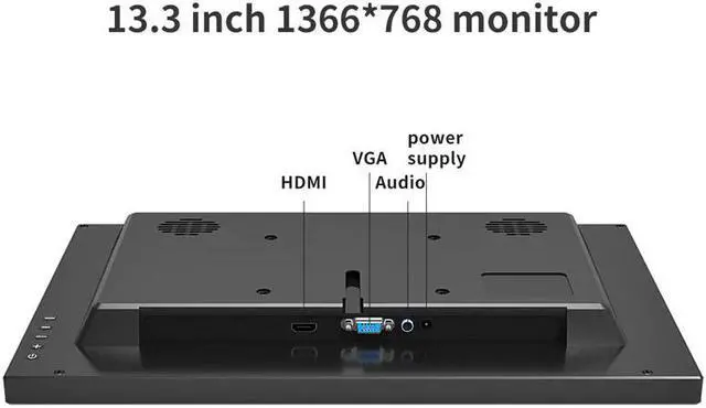 Alt view image 4 of 5 - 12 inch 1366*768 LCD HD portable Monitor Computer PC Display 13.3 inch monitor ips Security Monitor With Speaker VGA USB