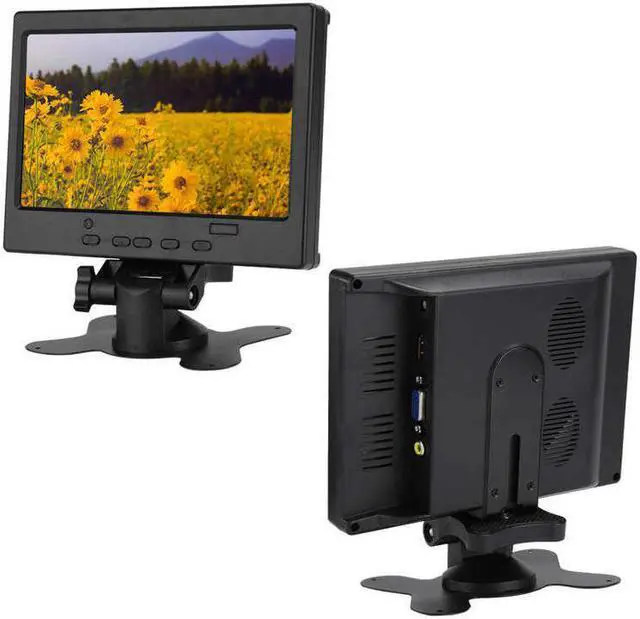 Alt view image 3 of 5 - 7in Portable Monitor TFT LCD Widescreen 1024x600 16:9 Display with Stand Support /VGA/AV Input for Raspberry Pi/Car Display