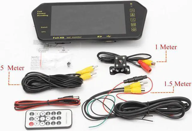 Alt view image 4 of 5 - 7inch LCD MP5 bluetooth Car Rear View Parking Mirror Monitor+Reversing Car Camera Wireless RCA View Video Receiver Transmitter