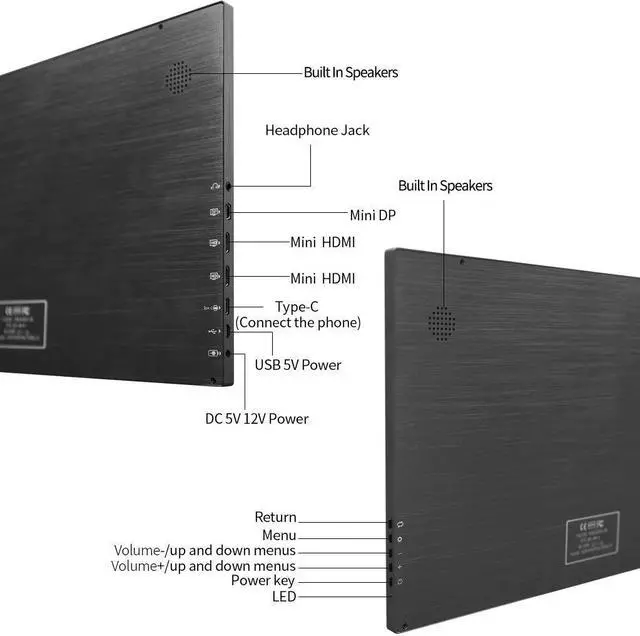 Alt view image 5 of 5 - 18.4 Inch FHD 3840X2160 4K IPS Portable Gaming Monitor for Game Consoles PS3 PS4 Macbook 13.3" Mini PC Computer with USB-C Ports