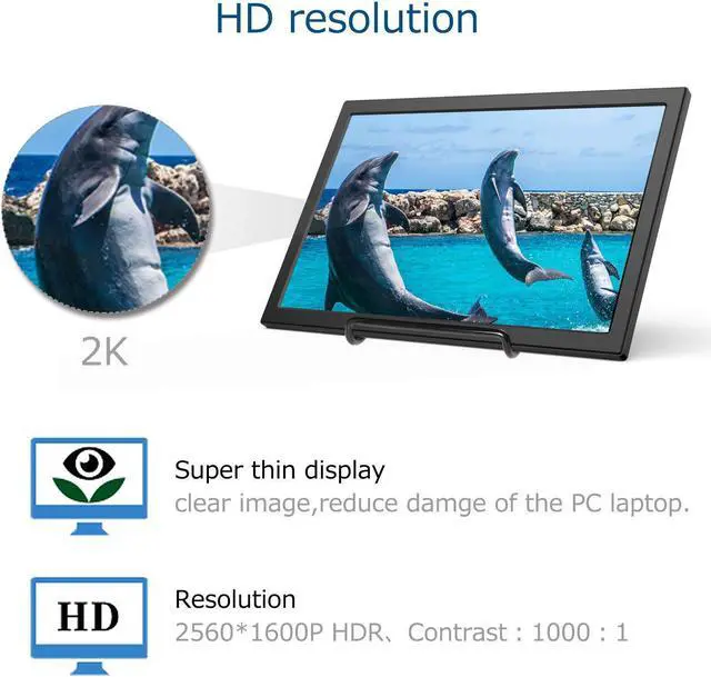 Alt view image 3 of 5 - 10.1" Inch 2K Touch Monitor Portable Computer Monitor PC 2560X1600 IPS  PS4 Xbox360 LCD LED Tablet Display for Raspberry Pi