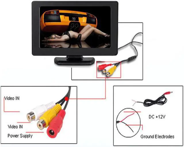 Alt view image 5 of 5 - 4.3" Color TFT LCD Monitor 8 High Resolution 2-Channel Video Input Display Monitor Screen For DVD VCD Security Monitor