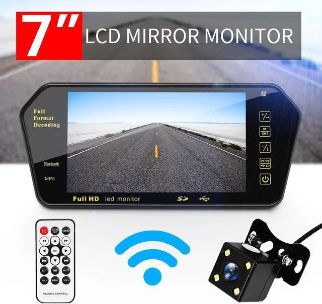 Main image of 7 Inch TFT LCD Car Rear View Mirror Monitor +Night Vision Reverse Car Camera bluetooth Packing System for Car Rearview Monitors
