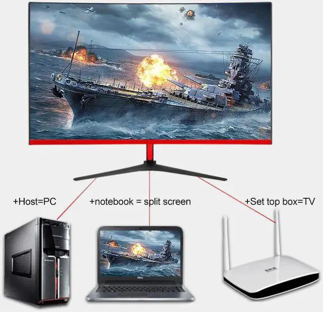 Alt view image 5 of 5 - 32" Computer PC Gaming Curved Monitor 144HZ 1920*1080 16:9 IPS Display Screen DVI-D/ Audio Interface 178° Wide Angle View