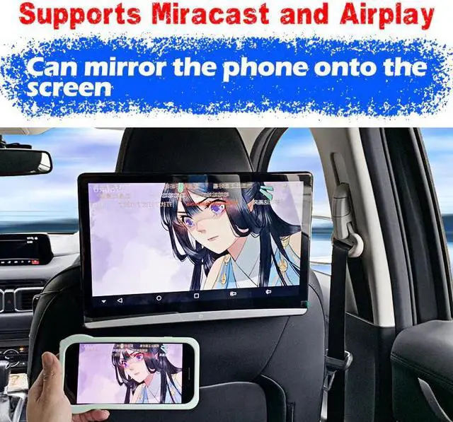 Alt view image 4 of 5 - 13.3 Inch Android 9.0 Car Headrest Monitor Same Screen 4K 1080P Touch Screen WIFI/Bluetooth/USB/SD//FM/Mirror Link/Miracast