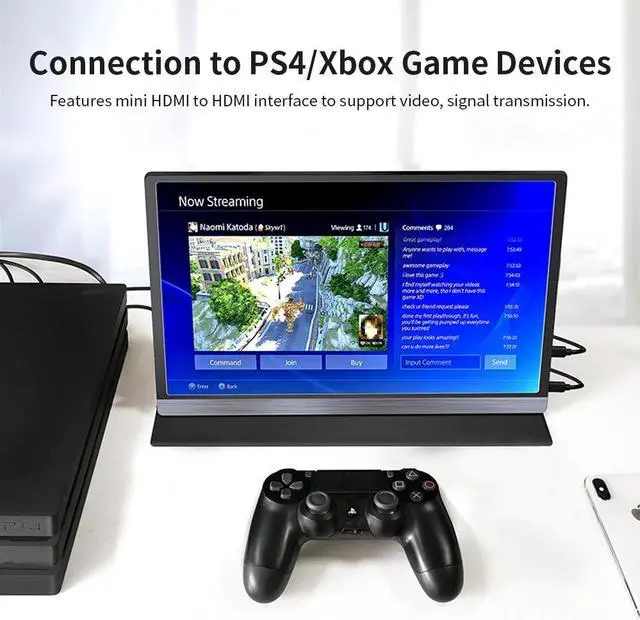 Alt view image 2 of 5 - 16.7 Million Colors Gaming Monitor AOSIMAN Portable 15.6inch 4K LCD Screen 47% NSTC Fast Response Touch Screen EU/US Plug