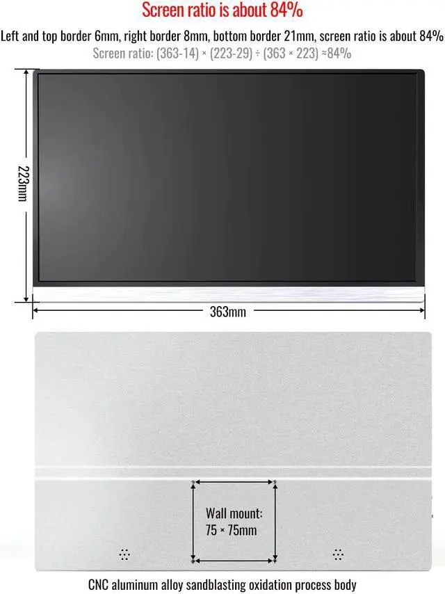 Alt view image 4 of 5 - 15.6 inch 1080p portable monitor with 6000ma battery 1920X1080 Display type usb-c mihd for iPHONE Huawei Tiktok Live broadcast