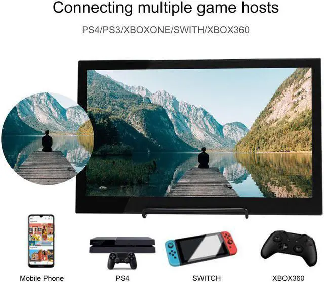 Alt view image 3 of 5 - 13.3 inch Portable Monitor  1366*768 HD IPS Display Computer LED Monitor with Leather Case for PS4 Pro/Xbox/Phone