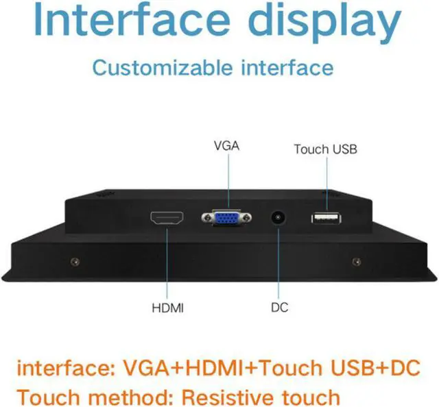Alt view image 3 of 5 - 10/12/15/17/19/21.5 inch Vesa/Desktop/wall mount 12V/24V DC industrial touch screen lcd monitor
