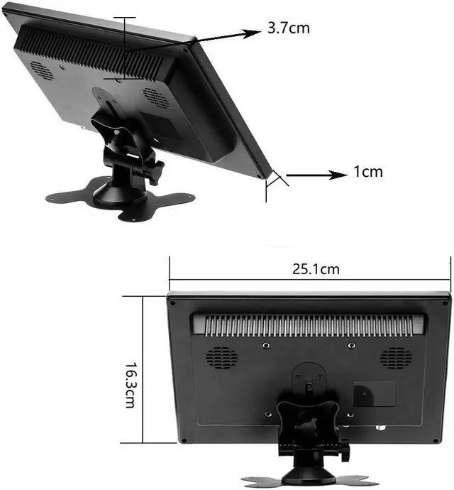 Alt view image 5 of 5 - 10.1" LCD HD Monitor Mini TV & Computer Display Color Screen 2 Channel Video Input Security Monitor With Speaker AV