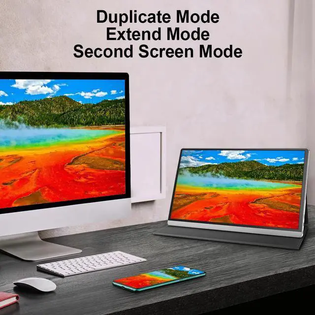 Alt view image 4 of 5 - Portable Monitor 15.6 Inch 4K USB C Computer LCD Display with Speaker for Laptop PC Switch Phone Gaming Screen