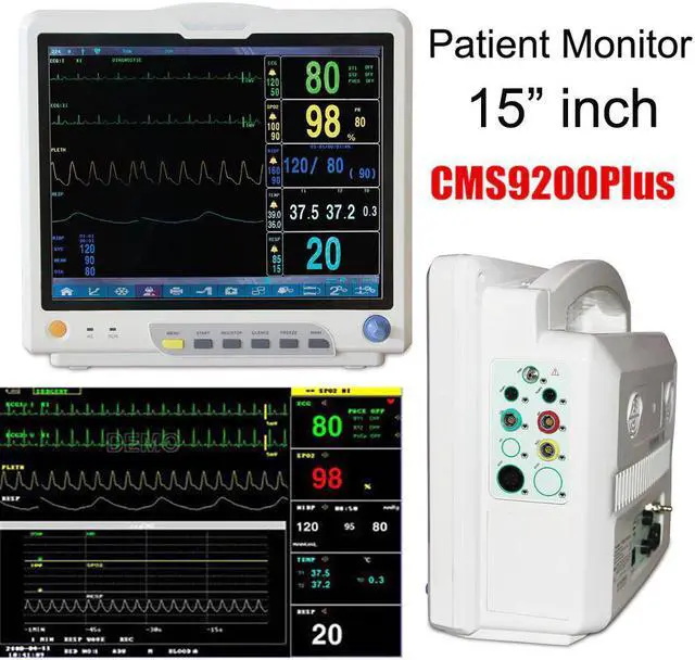 Alt view image 3 of 5 - 15 inch Touch Screen ICU Patient Monitor ECG RESP SpO2 PR NIBP TEMP 6 Parameter Vital Signs Patient Monitor