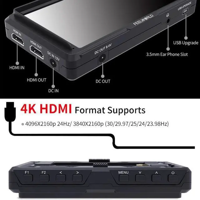 Alt view image 4 of 5 - F5 5" DSLR Camera Field Monitor 4K  Full HD 1920x1080 IPS Video Peaking Focus Assist with NP750 Battery + Charger