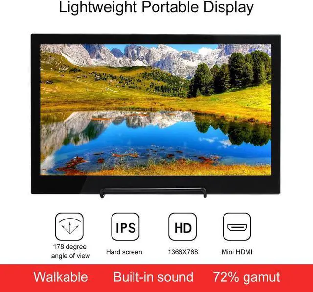 Alt view image 4 of 5 - 13.3 inch Portable Monitor  1366*768 HD IPS Display Computer LED Monitor with Leather Case for PS4 Pro/Xbox/Phone