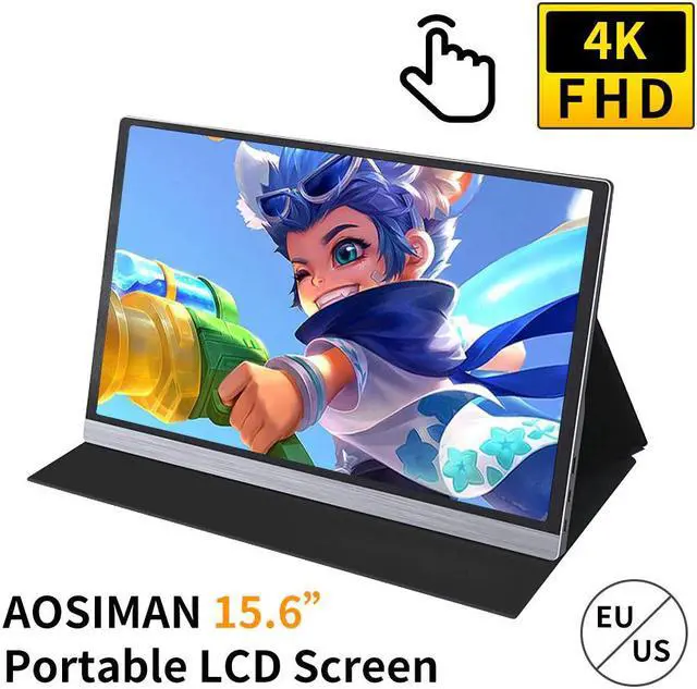 Alt view image 4 of 5 - 16.7 Million Colors Gaming Monitor AOSIMAN Portable 15.6inch 4K LCD Screen 47% NSTC Fast Response Touch Screen EU/US Plug