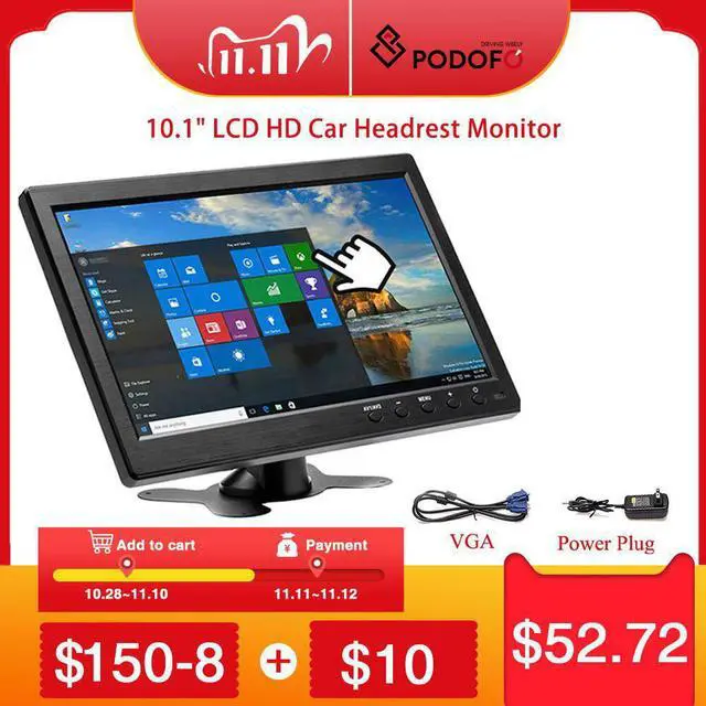 Main image of 10.1" LCD HD Car Headrest Monitor /VGA/AV/USB/SD TV&PC 2 Channel Video Input Security Monitor DVD player With Speaker