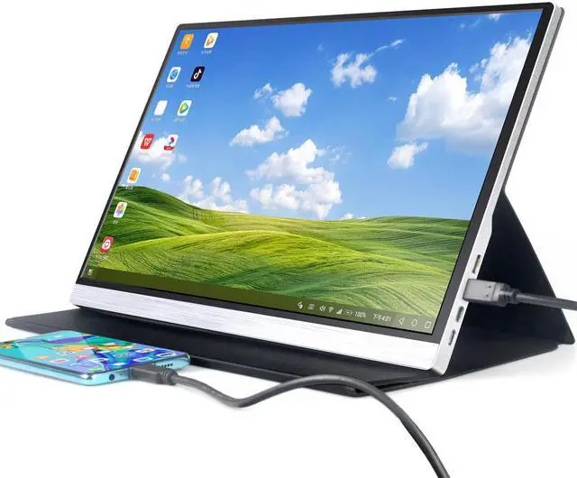 Alt view image 2 of 5 - 15.6 inch 1080p portable monitor with 6000ma battery 1920X1080 Display type usb-c mihd for iPHONE Huawei Tiktok Live broadcast