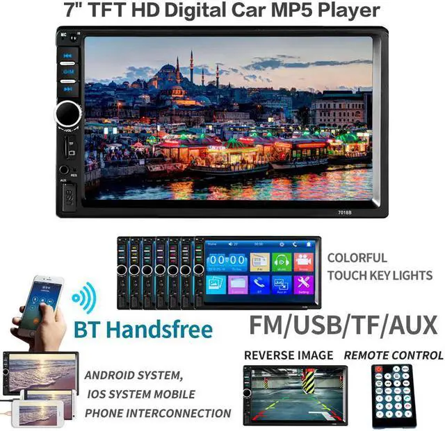 Main image of 2 din Car Multimedia Player GPS Navigation with Map 7 inch HD Touch Screen Bluetooth Radio MP3 MP5  7018G Radios(Europe)