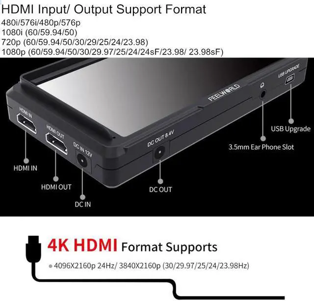 Alt view image 5 of 5 - FW568 5.5 Inch IPS 4K On Camera Field Monitor for DSLR  Small Full HD 1920x1080 Video Focus Assist with Tilt Arm