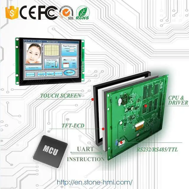 Alt view image 2 of 5 - Screen 5 inch TFT LCD Touch Monitor with Serial Interface for Equipment Control Panel