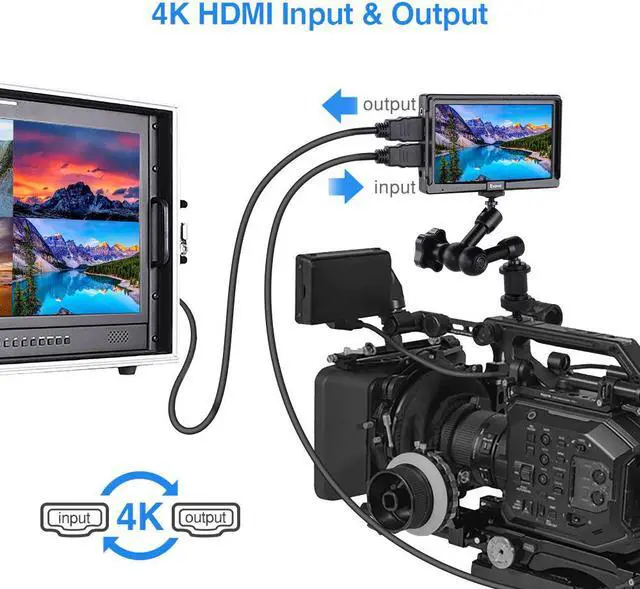 Alt view image 3 of 5 - E5 5" Inch 1920x1080 Mini Field Monitor 4K IPS On-Camera Video monitor DSLR for Canon Nikon Sony DSLR Camera Video