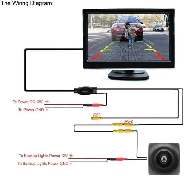 Alt view image 5 of 5 - 5 Inch 800*480 TFT LCD Car Parking Monitor With Rear View Camera, Trajectory Parking Line and Starlight Night Vision Camera