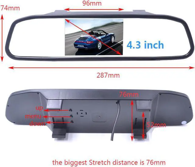 Alt view image 5 of 5 - 4.3 Inches Car Rearview Mirror Monitor Car Reverse Camera For Vehicle Parking Reversing Image Display With Wireless Transmitter